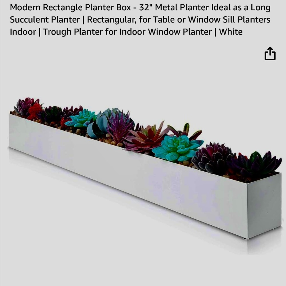 🎁WINDOW BOX PLANTER 🌴32”-long window flower succulent box🎁metal-white🎁